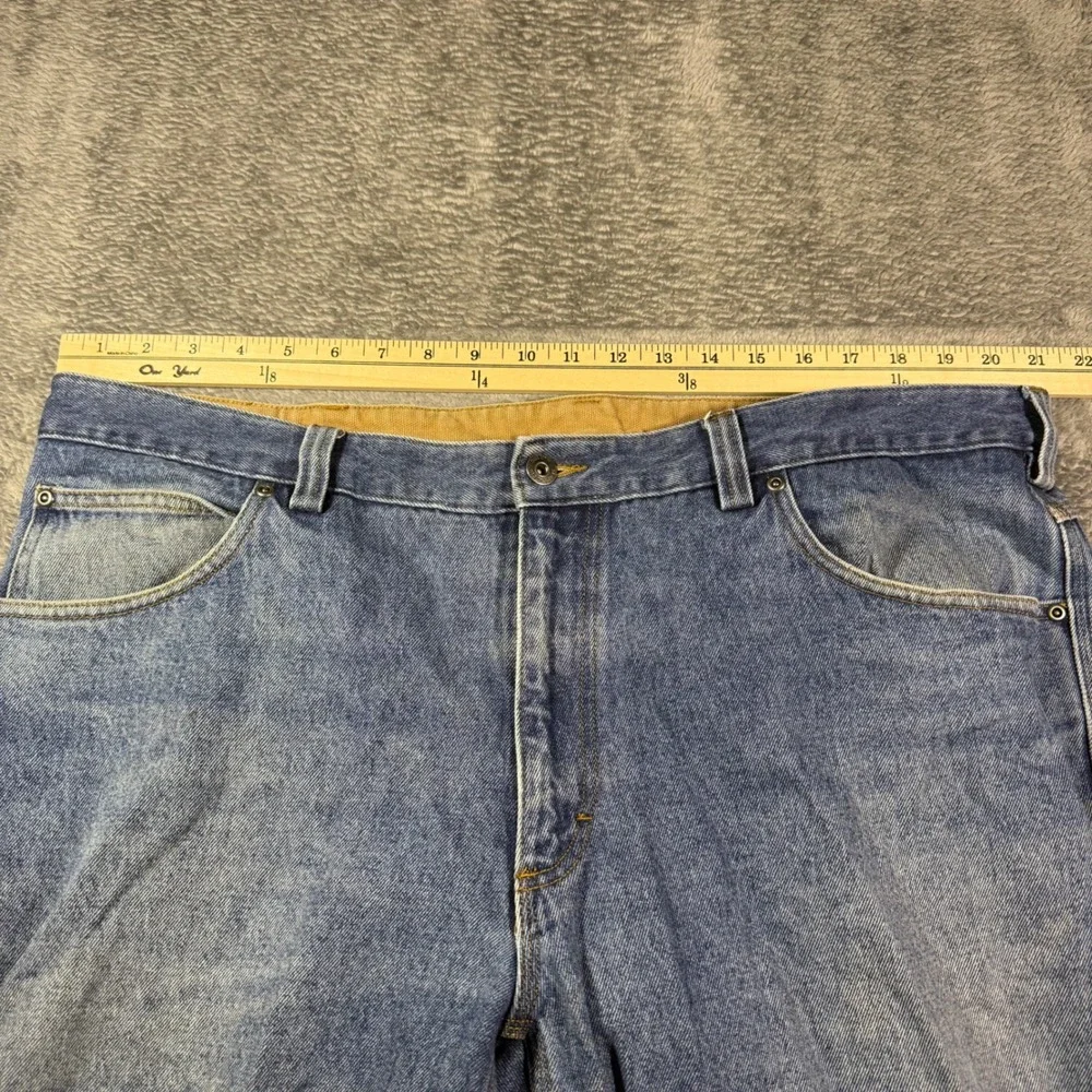 Duluth Trading Co Ballroom Relaxed Fit Blue Denim Jeans Mens 42x32 Light Wash